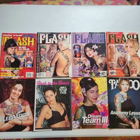Vintage Y2K Flash Tattoo Magazine Lot Of 4 Magazines Womens Tattoos 1998 2001 - Picture 1 of 16